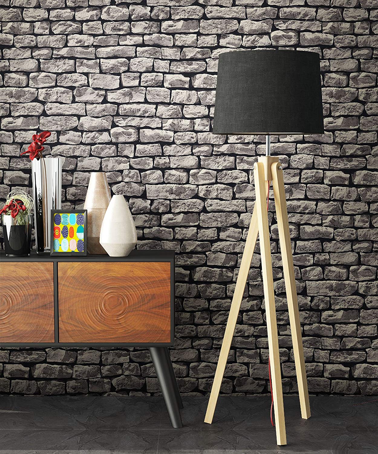 Stone Wallpaper Grey | Attractive Elegant Wallpaper Stone Wall 3D Design Mo