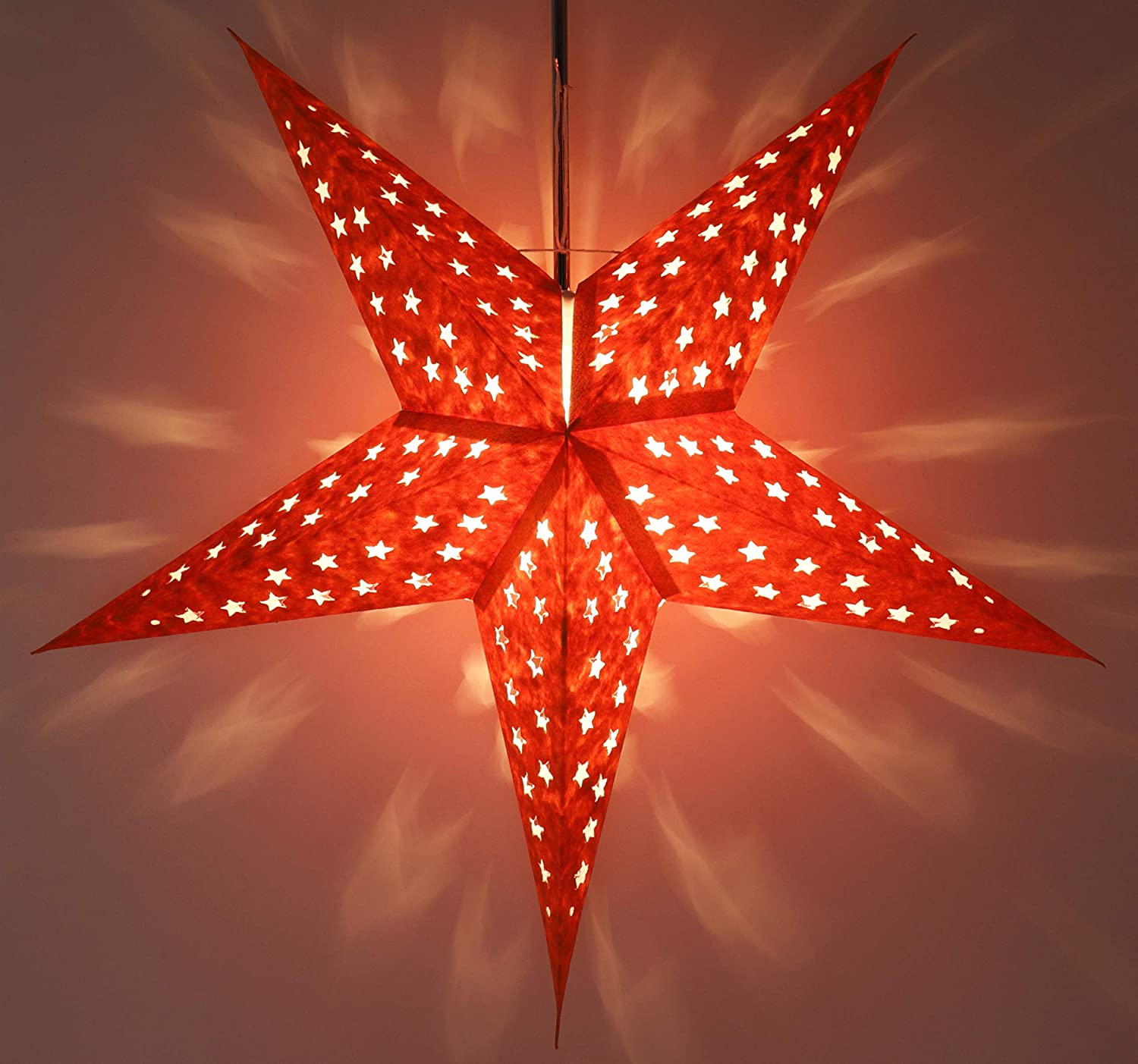 Guru-Shop Foldable Advent Luminous Paper Star, Christmas Star Nemesis 60 cm - Mizar, Star Window Decoration, 60 Tips