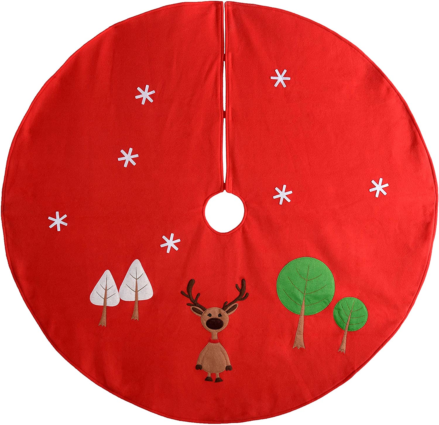 WeRChristmas 5ft Pre-Lit Reindeer Christmas Tree Skirt Decoration, Red/Multi – 120 cm