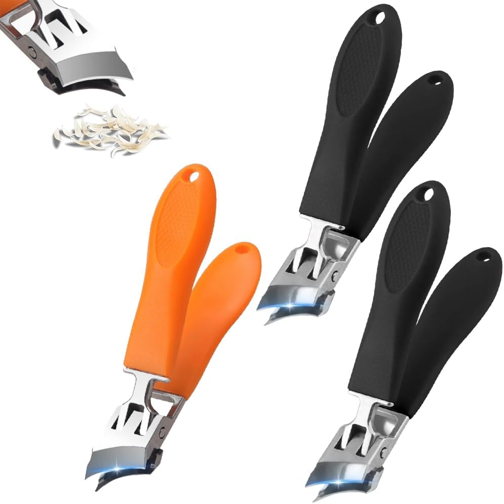Curved Nail Clippers, 2025 Angled Nail Clippers, Toenails with Wide Opening and Splash Guard, Oblique Nail Clippers with Wide Opening for Adults and Seniors (2S+O)