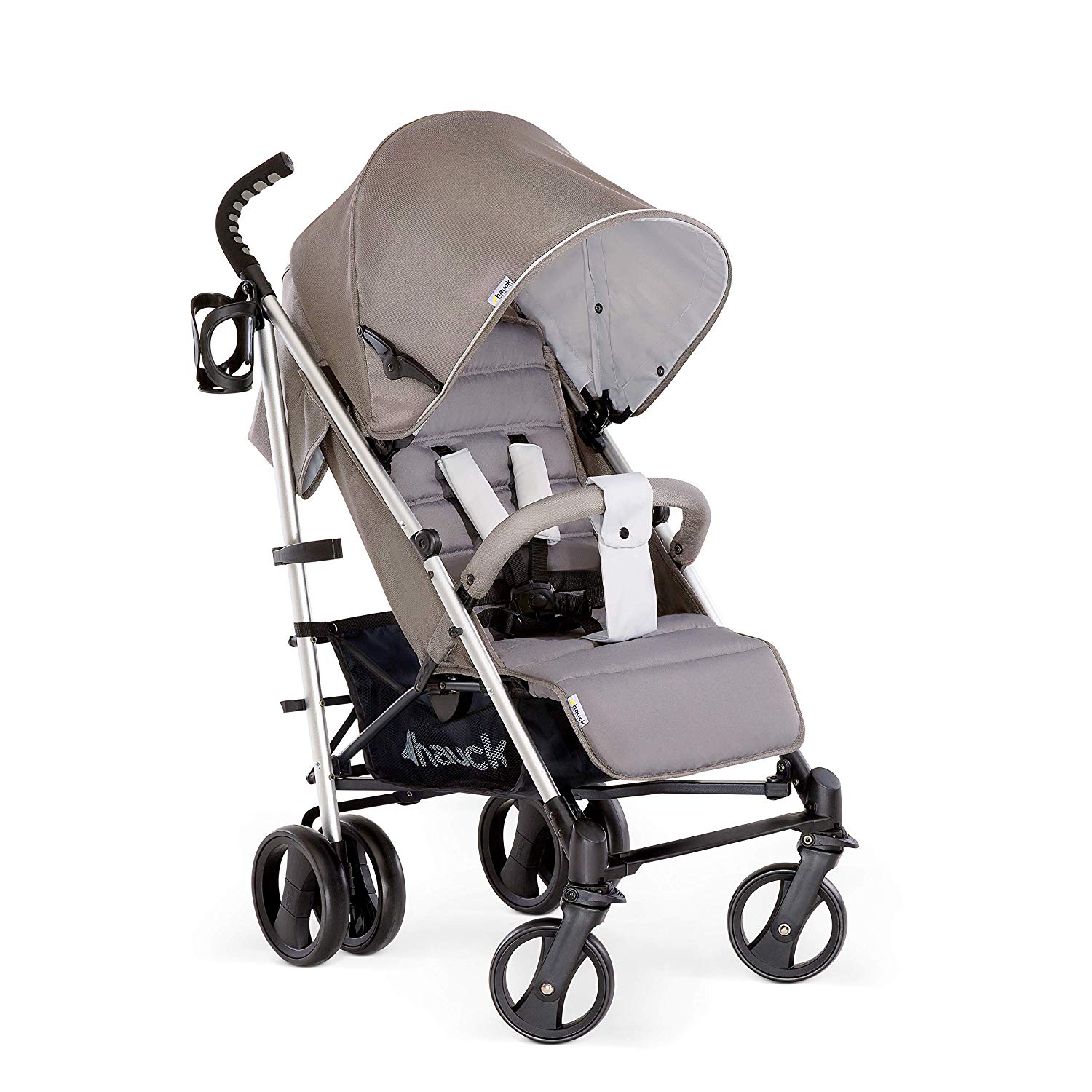 Hauck Hauck Vegas Lightweight Buggy up to 25 kg with Reclining Function from Birth Flat Folding Aluminium Drinks Holder Large Basket grey