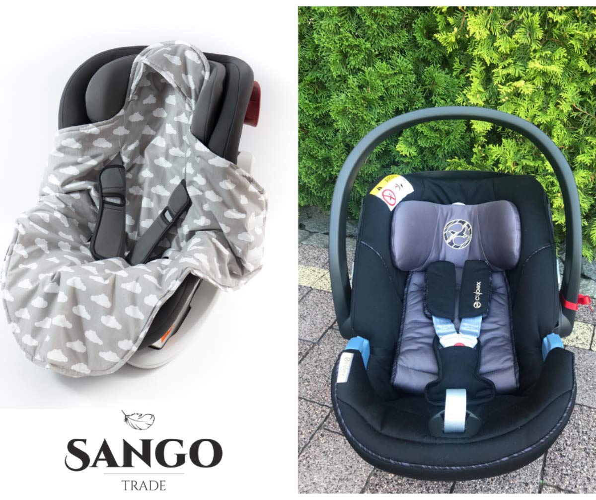 Sango Trade Baby Blanket for Car Seat Baby Carrier Pram Perfect During a Travel 100% Cotton Anti-Allergic Filling Soft 100 cm x 120 cm (Clouds)