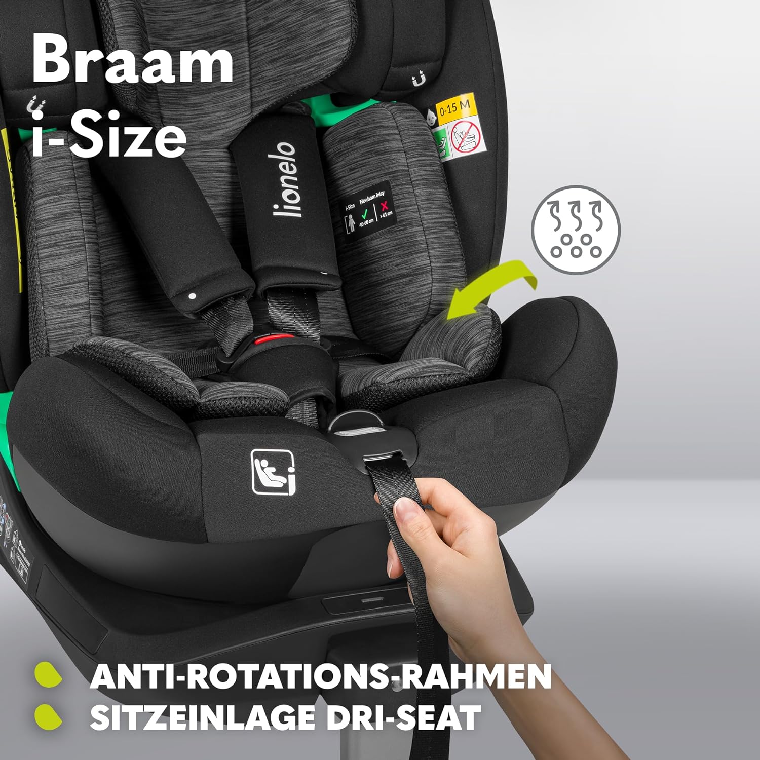 LIONELO Braam Isofix Child Seat and Support Foot or Car Straps, Child Car S