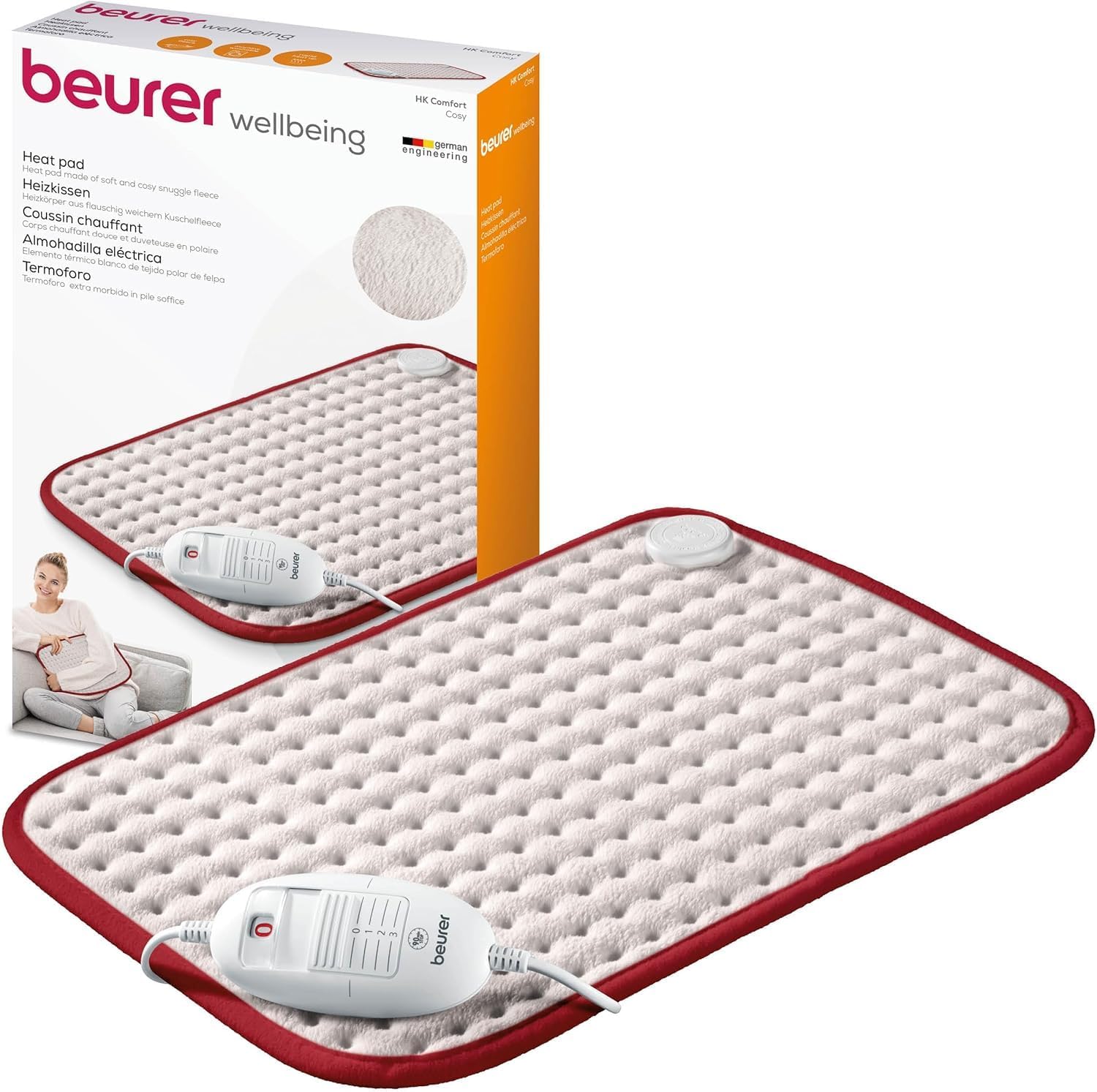 Beurer HK Comfort Heating Pad with Cozy Fleece Finish
