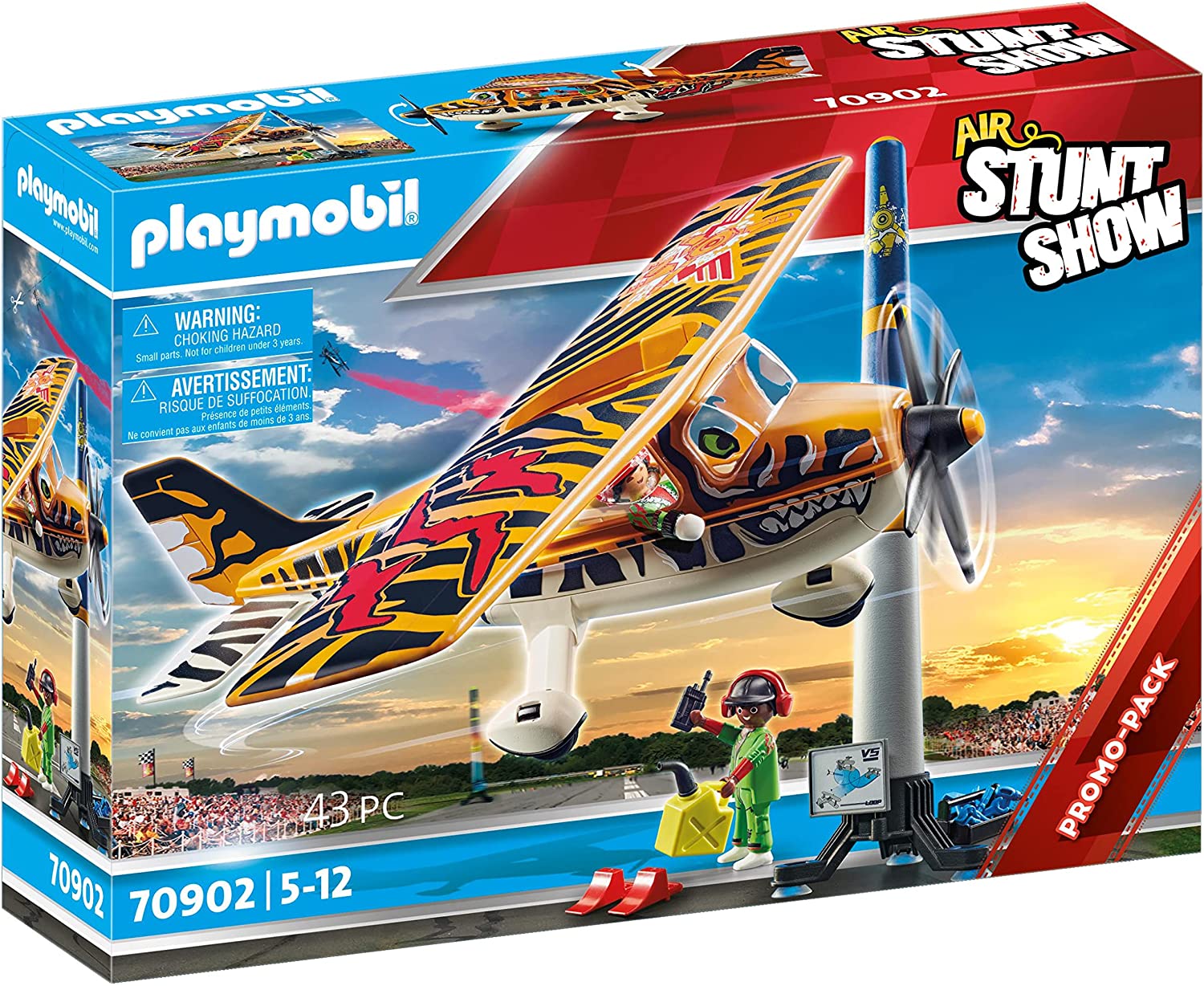 PLAYMOBIL Air Stuntshow 70902 Tiger Propeller Aeroplane Toy for Children Aged 5 Years and Up