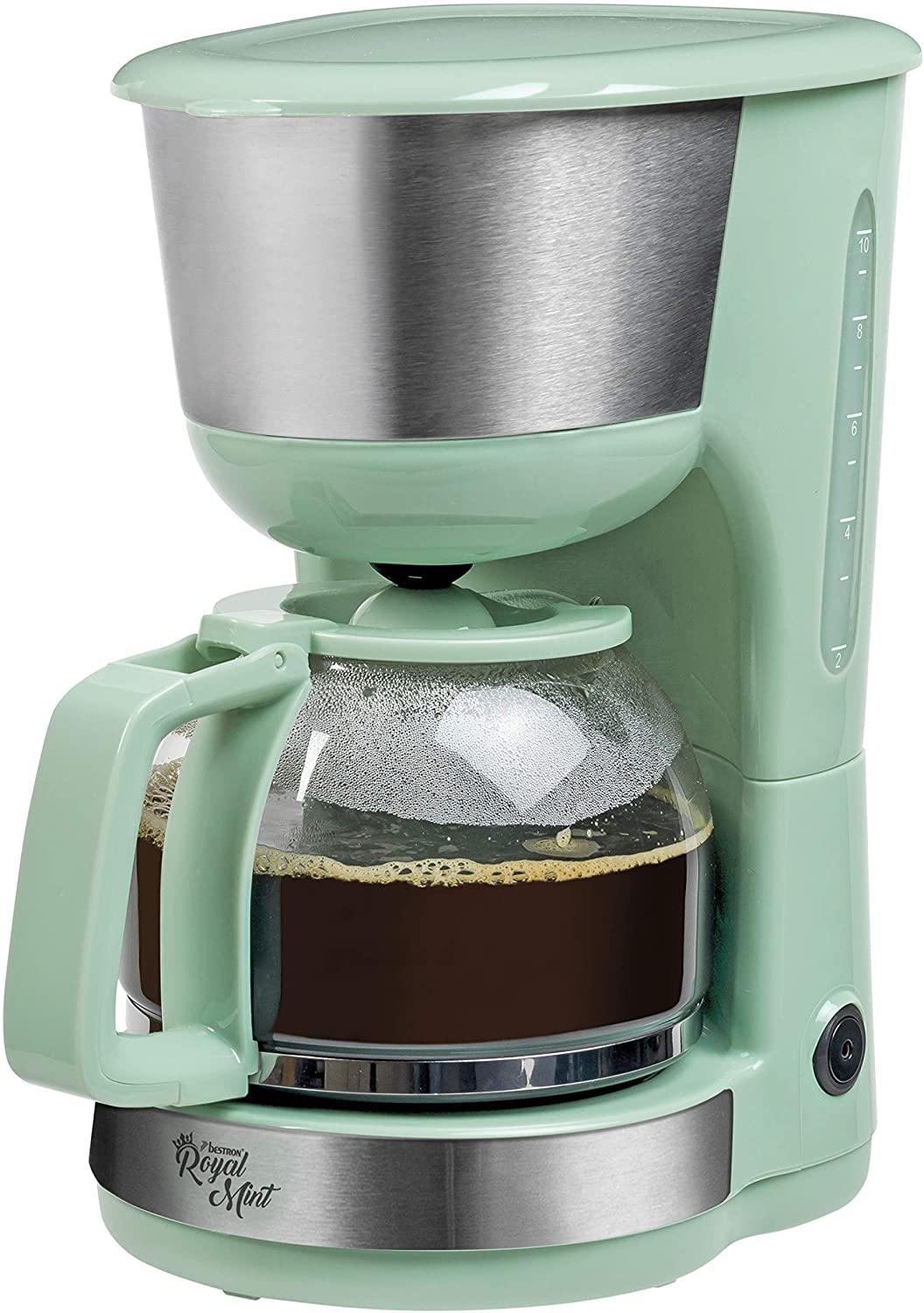 Bestron Royal Mint Coffee Maker with Warming Plate for Ground Filter Coffee, 10 Cups, 1000 Watt, Mint Green