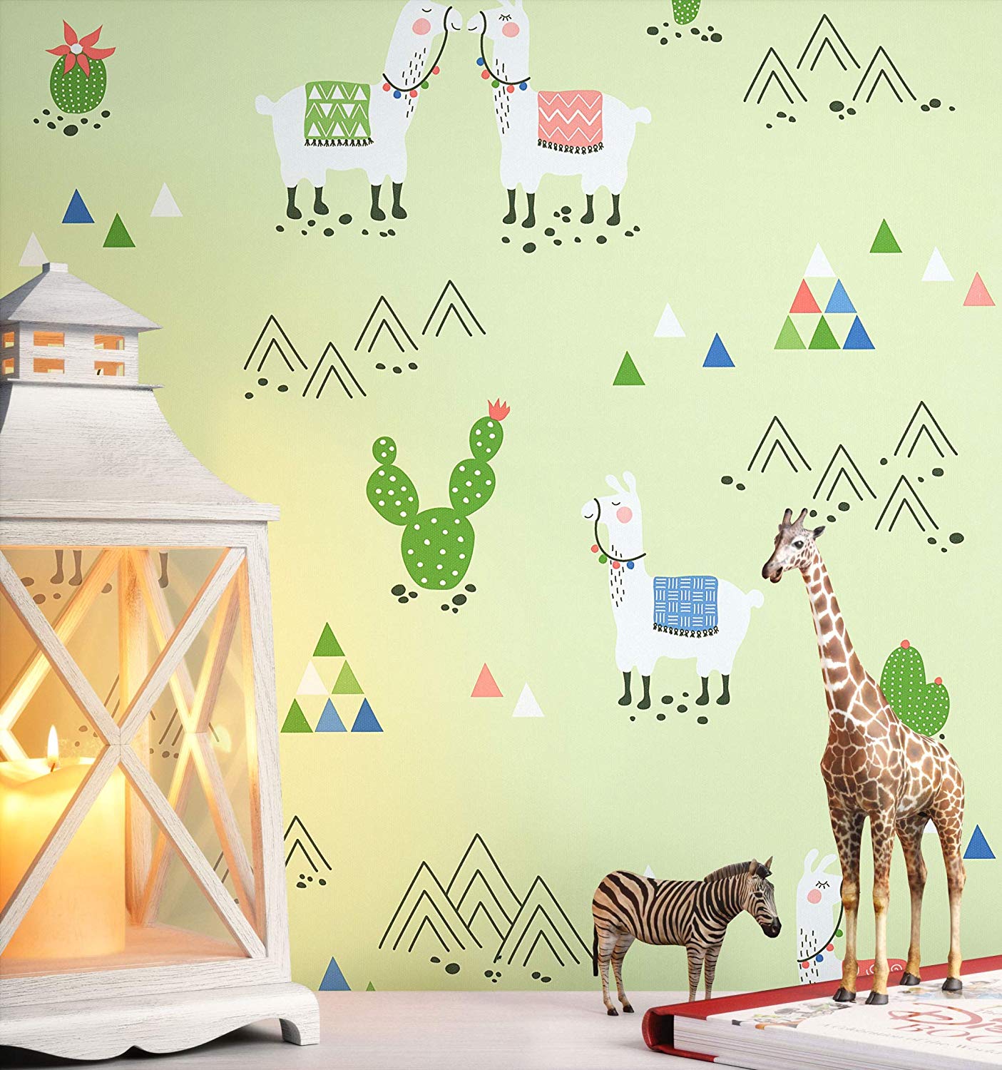 Newroom Design Newroom Childrens Wallpaper Green Cactus Camel / Non-Woven Wallpaper / Chi