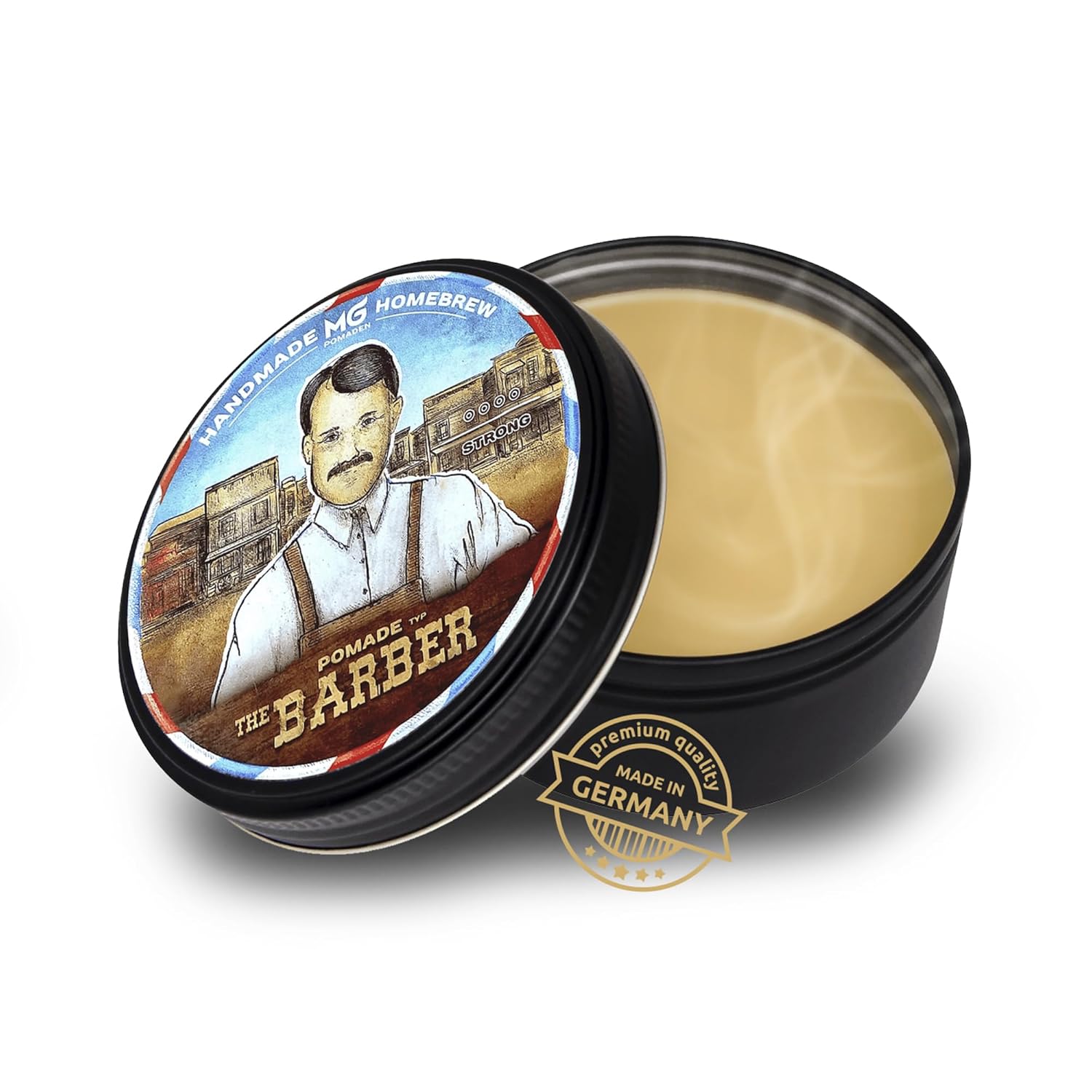 MG Pomade The Barber, Men's Waterproof and Nourishing, Oil-Based Hair Pomade, Natural Wax Formulation for Strong Hold, Hair Wax, Hair Wax Men, Hair Beard Styling, Hair Clay