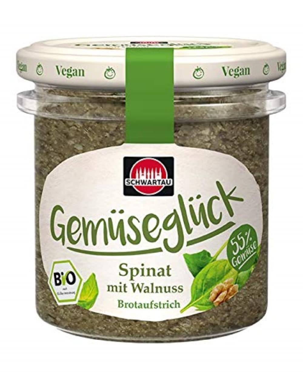 Schwartau Vegetable Glück Spinach with Walnut, Vegan Organic Vegetable Spread, 135 g