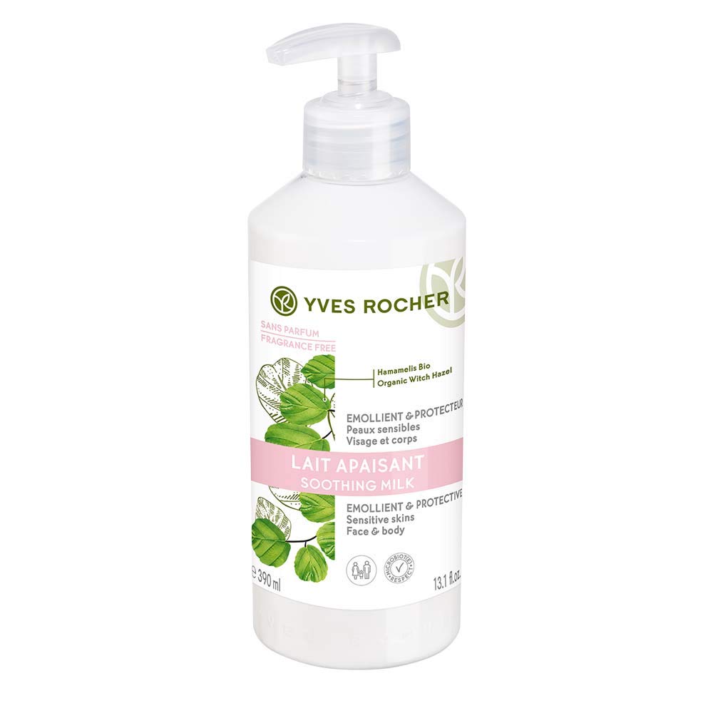 Yves Rocher Plant Care Body Soothing Care Milk Witch Hazel Soothes and Moisturises Sensitive Skin Immediately 1 x Pump Bottle 390 ml
