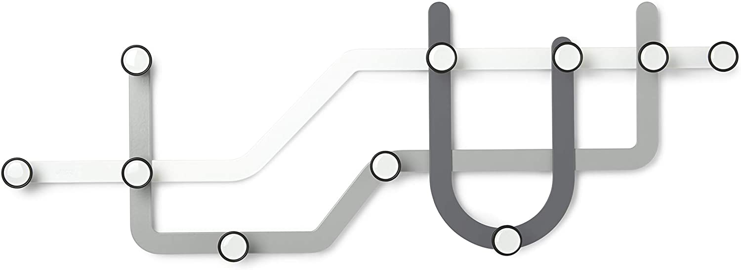 Umbra Subway Map Wall Coat Rack With 10 Hooks For Scarves, Jackets And More