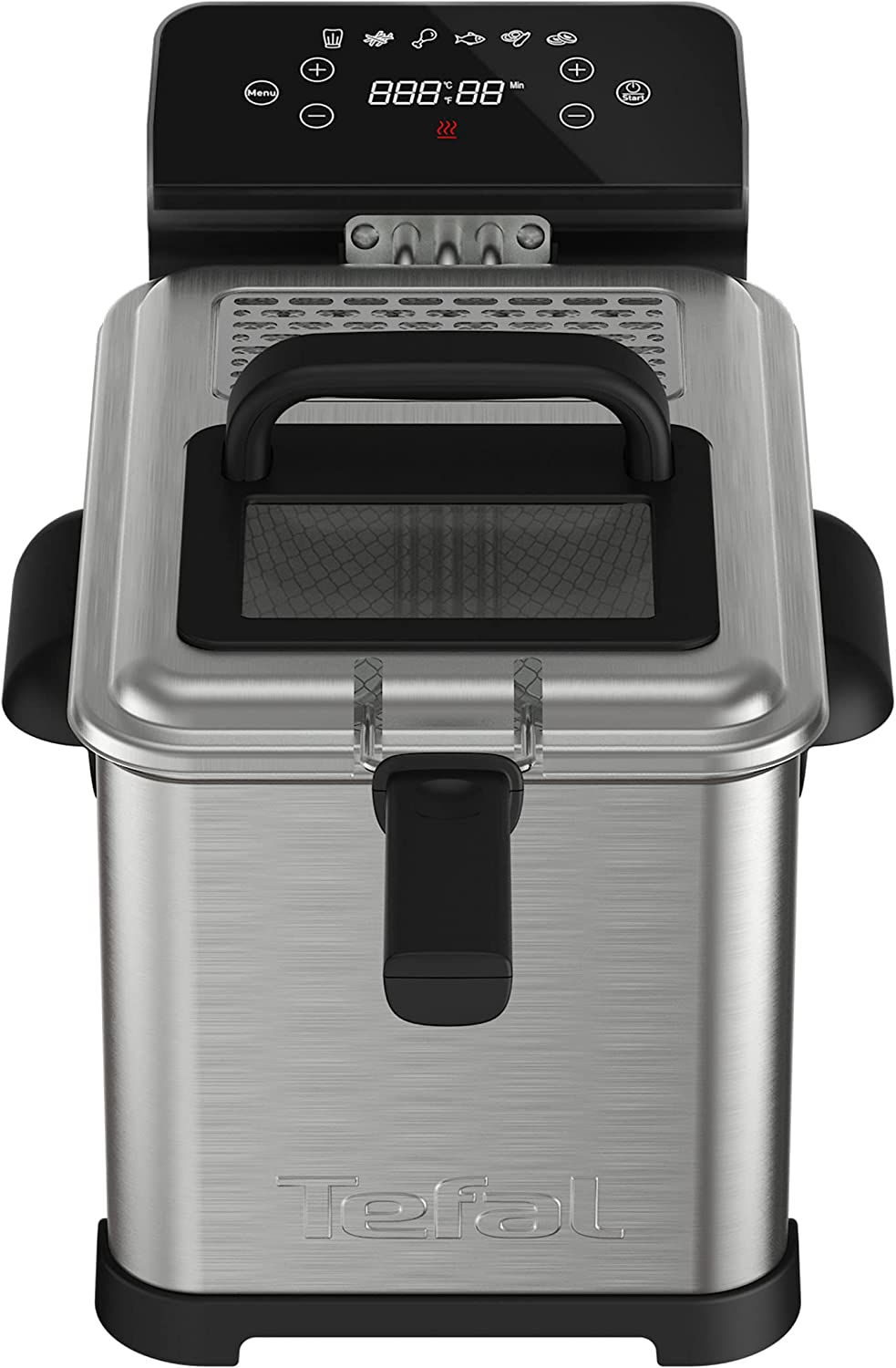 Tefal FR507D Family Pro Digital Electric Fryer | 4L Oil Capacity | Cooling Zone Technology | Dishwasher Safe Parts | Digital LED Screen with Touch Panel | Black/Stainless Steel