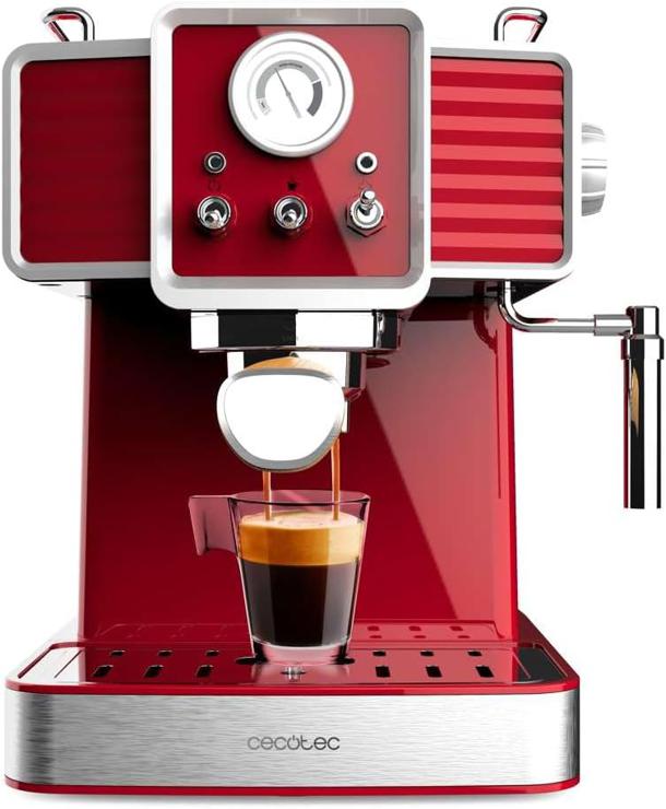 Cecotec espresso machine Power Espresso 20 Traditional Light Red, 1350 W, ForceAroma technology with 20 bar, swiveling steam outlet, double arm, automatic switch-off, removable drip tray