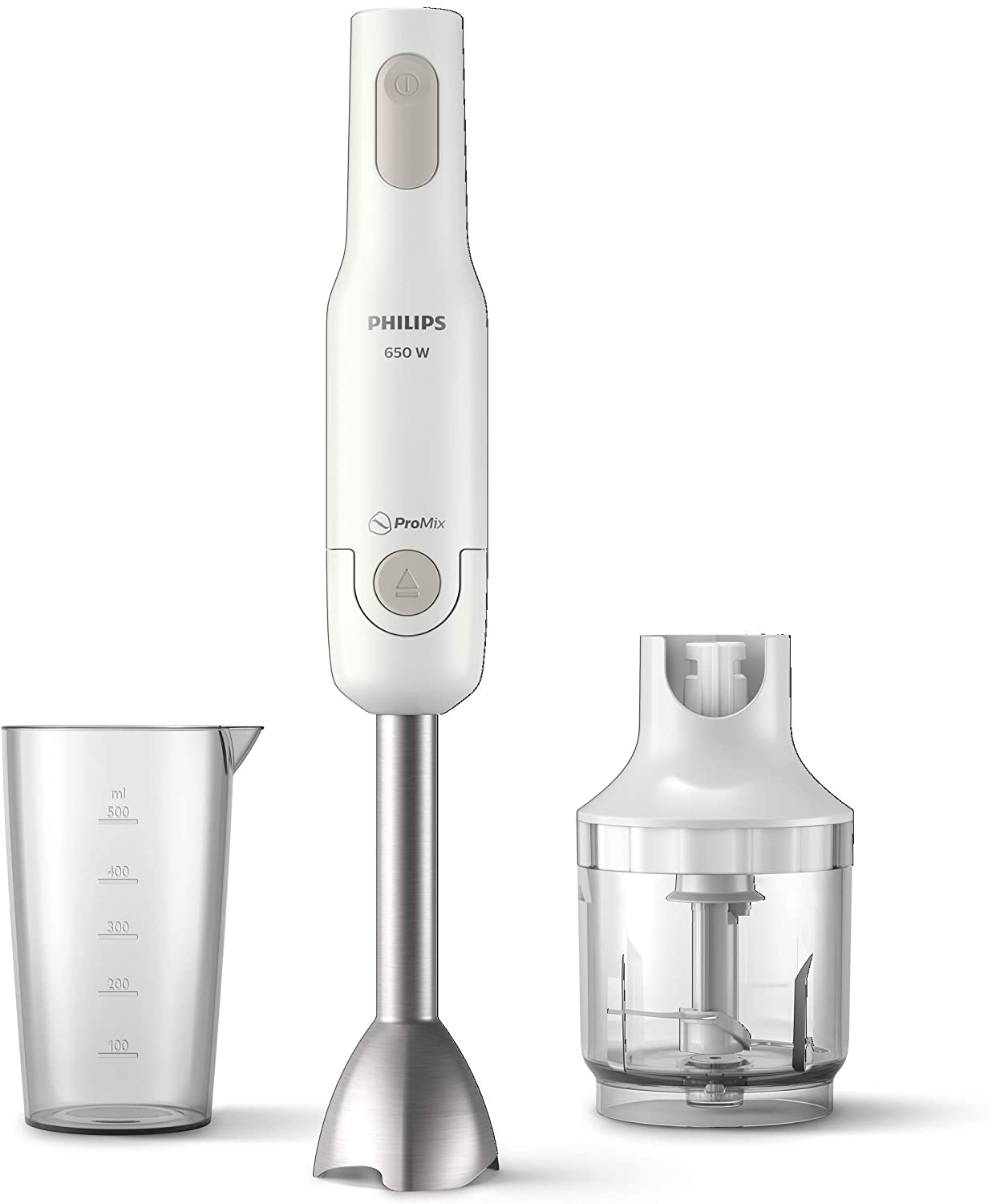 Philips Domestic Appliances PHILIPS ProMix Hand Blender with Plastic Bar, 650 W, Splash Guard, Includes Measuring Cup