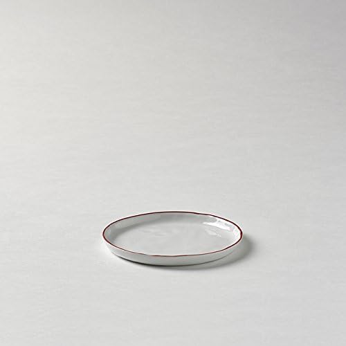 Lambert Piana Plate White Border Red Diameter 13.5 cm