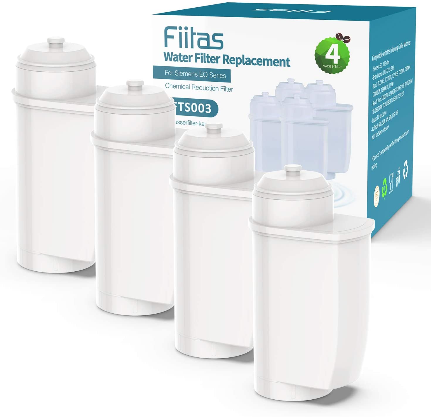 Fiitas TZ70003 Brita Intenza Water Filter for Siemens EQ Series Coffee Machine (Pack of 4)