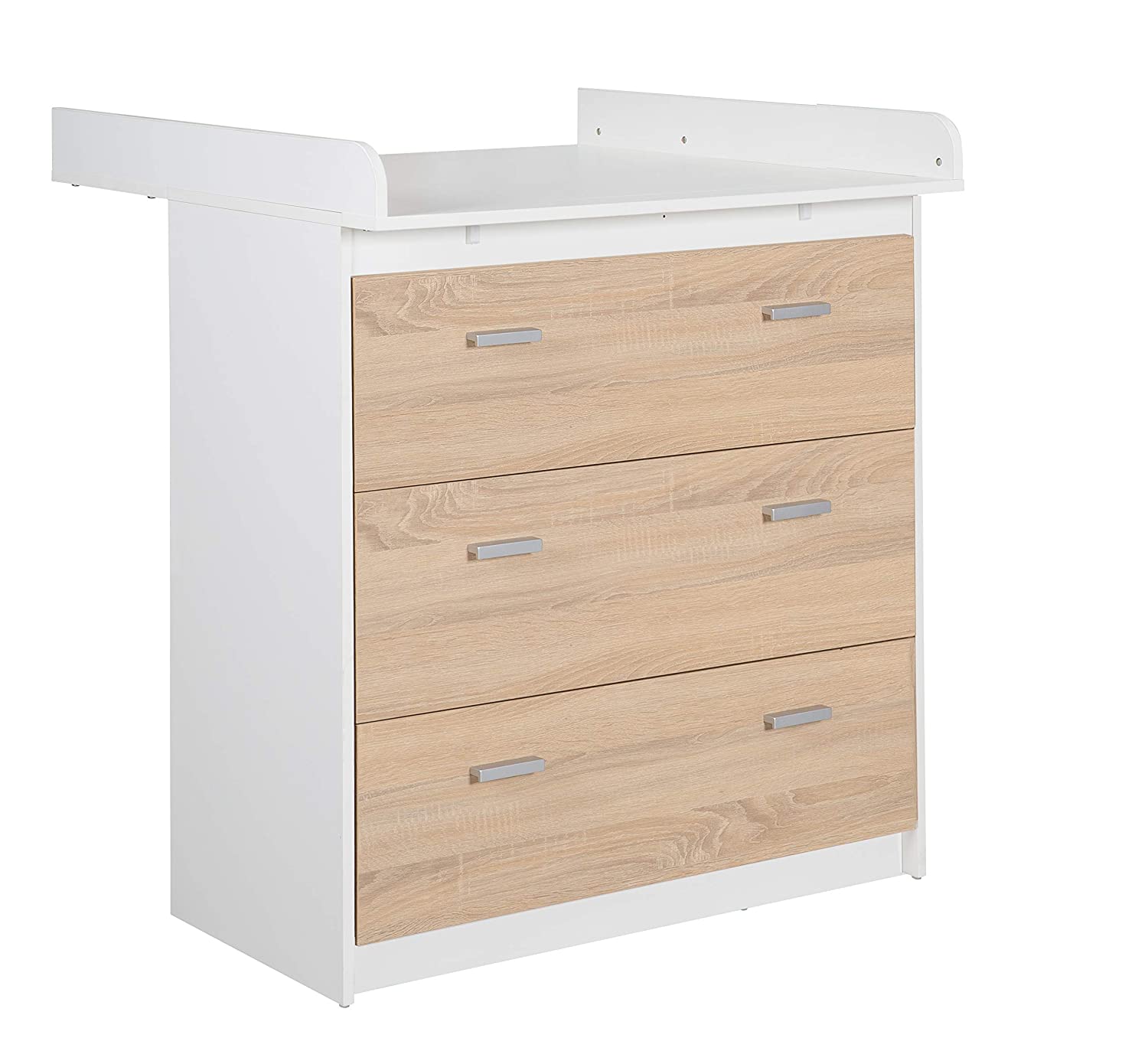 Roba Gabriella Changing Table with Changing Attachment Two-Tone with Removable Changing Attachment and 3 Drawers Can be Used as Chest of Drawers Height 90.5 cm