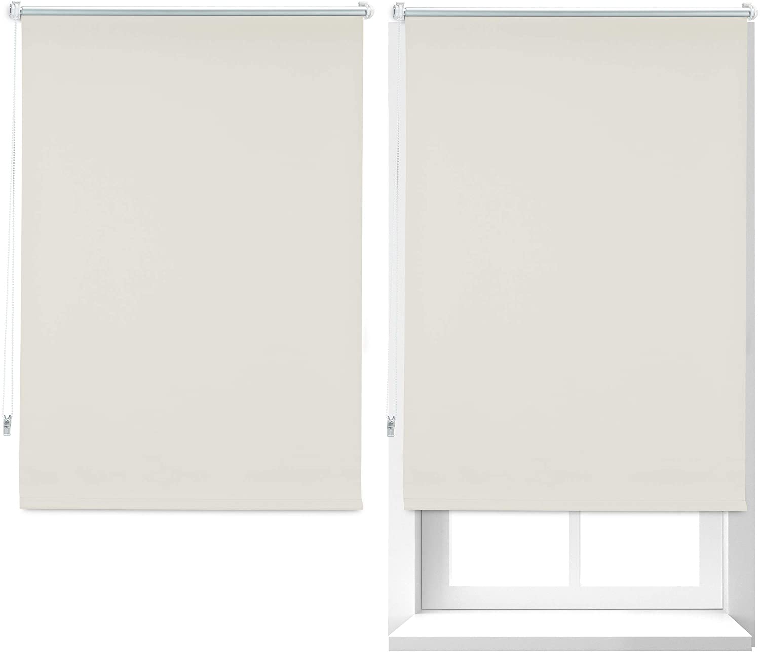 Relaxdays 2X Thermal Blackout Roller Blinds With Klemmfix Holder, Heat Prot