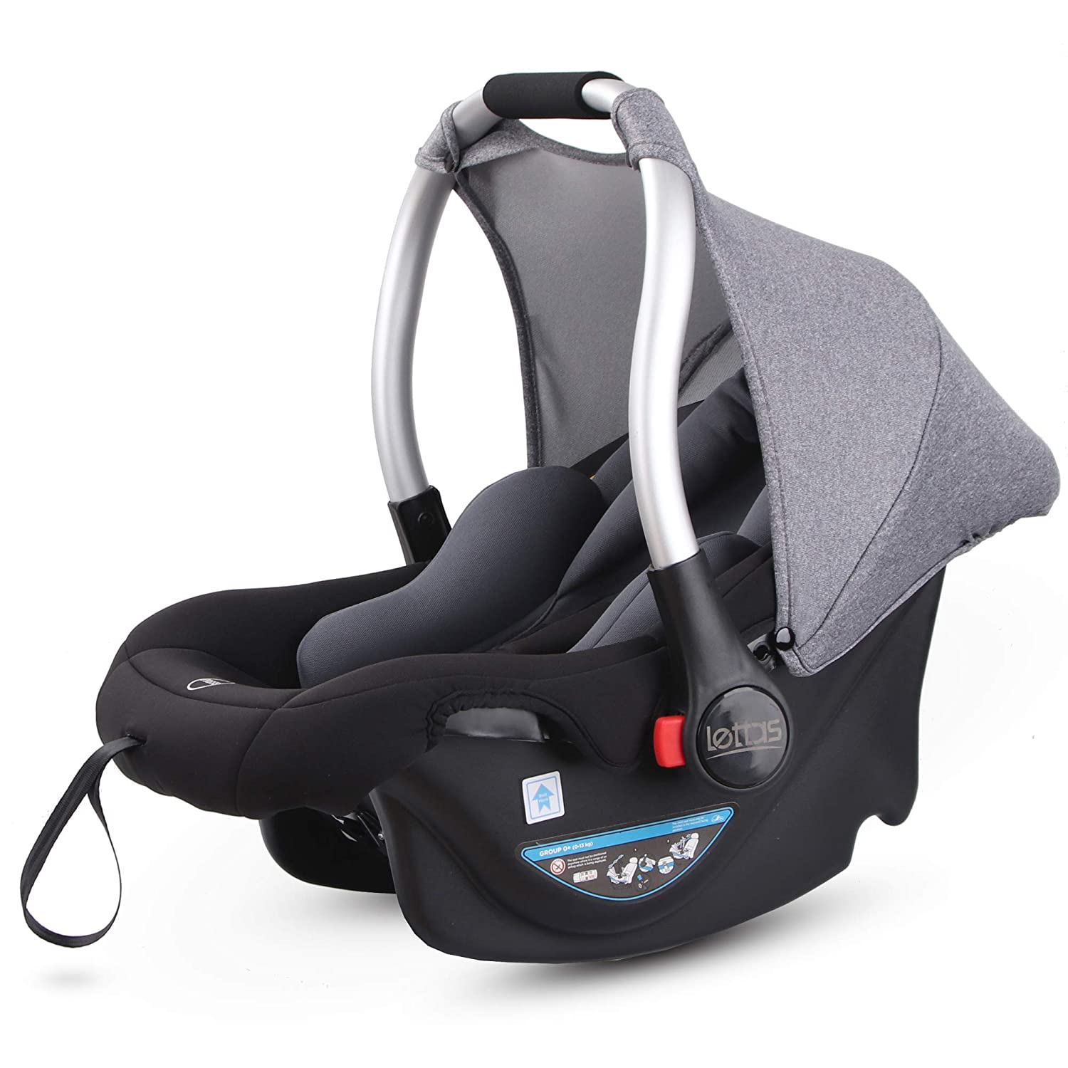 LETTAS Baby Car Seat with Sun Canopy Group 0+ Child Seat (0-13 kg) Suitable from Birth to Approx. 12 Months ECE-R 44/04