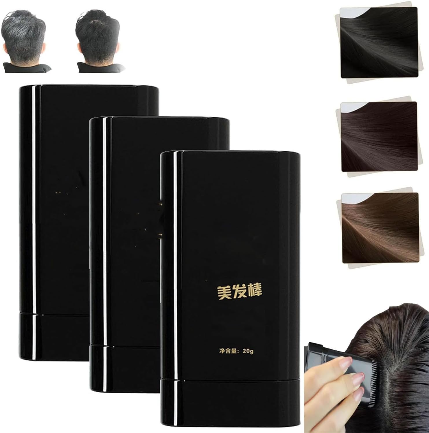 Safe and Practical Comb Hair Dye Comb, Hair Concealer for Combing Hair, Covering Gray Hair, Portable Hair Dye Comb, Quick Touch Ups (Mixed, One Size)