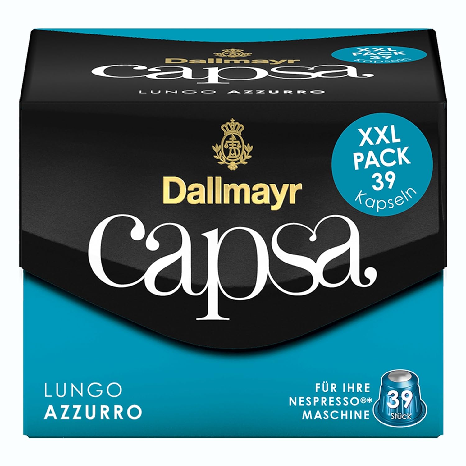 Dallmayr Capsa Lungo Azzurro XXL Nespresso Compatible Capsule, Roasted Coffee, 195 Capsules of 5.6 g