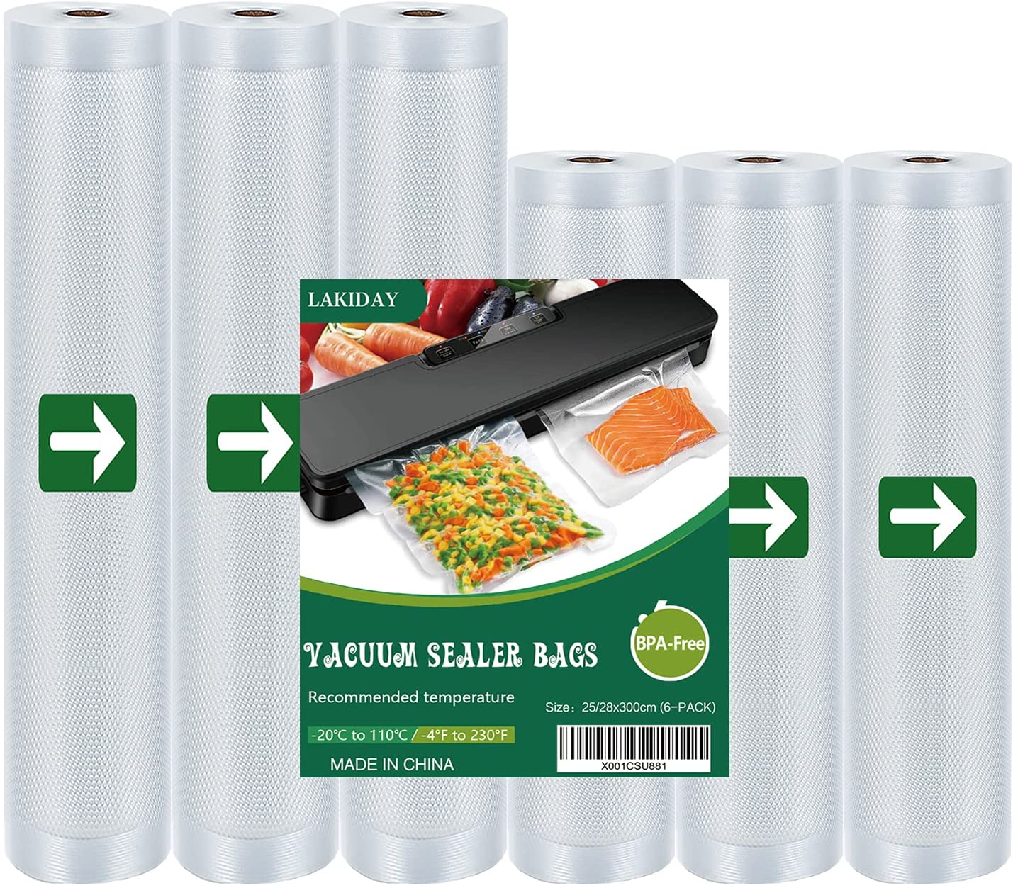 LAKIDAY Vacuum Rolls Vacuum Bags Foil Rolls BPA Free for All Vacuum Sealers