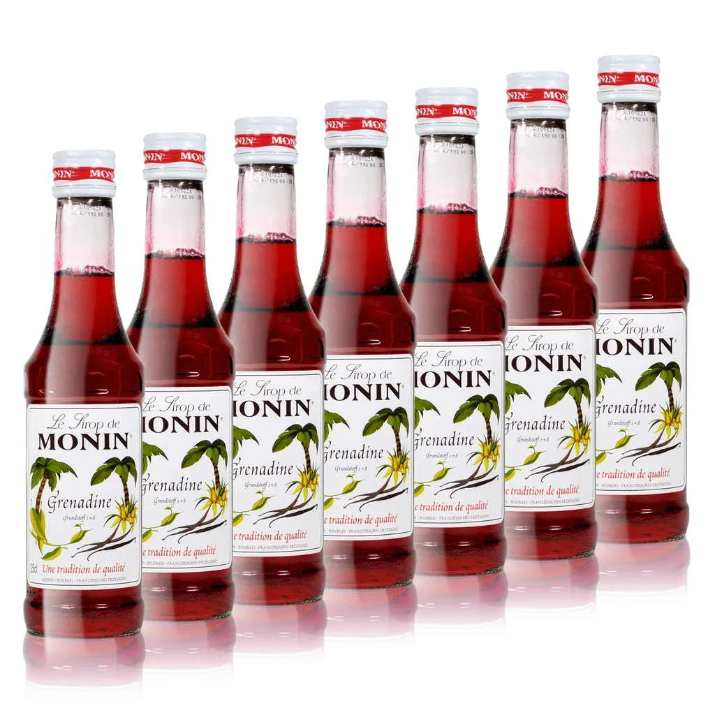 7x Monin Grenadine Sirup, 250 ml Flasche
