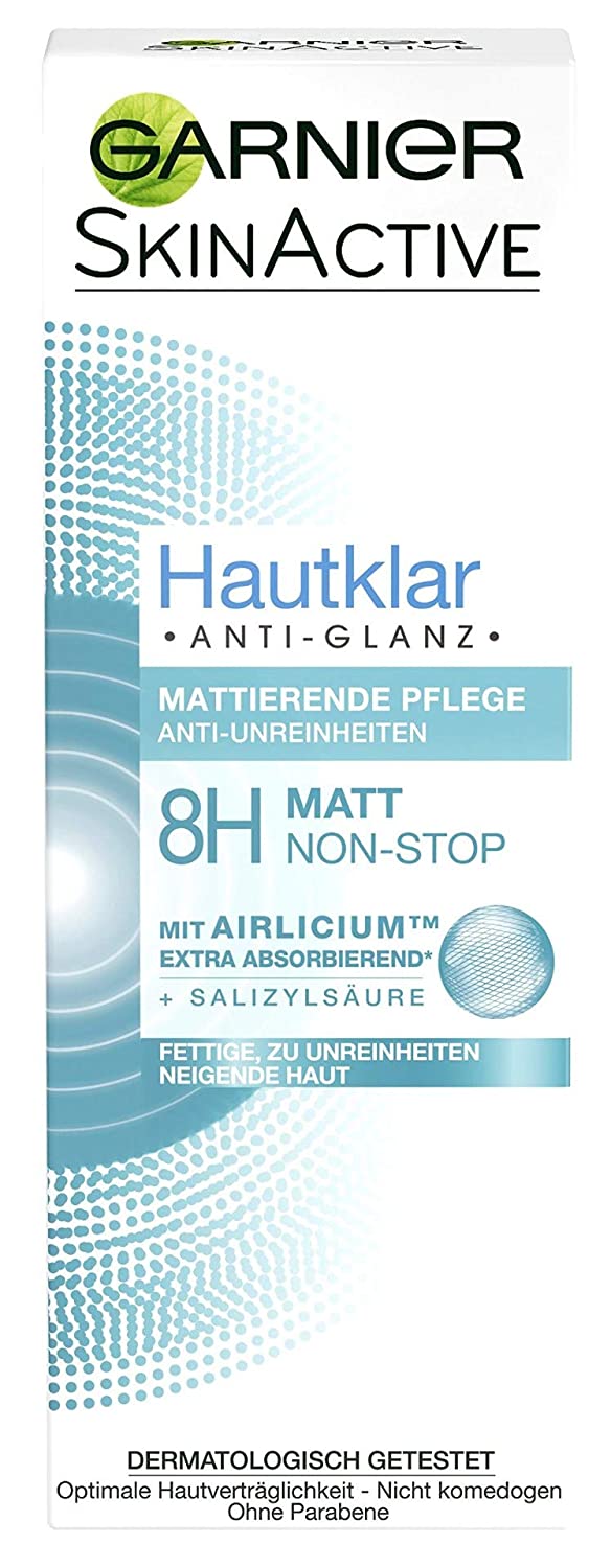 Garnier Skin-clear Anti-shine Matting Care Face Cream / Day Cream For 8h Non-stop Matte Effect (with Airlicium And Salicylic Acid, Paraben-free), Dermatologically Tested, Pack of 6 - 50 ml
