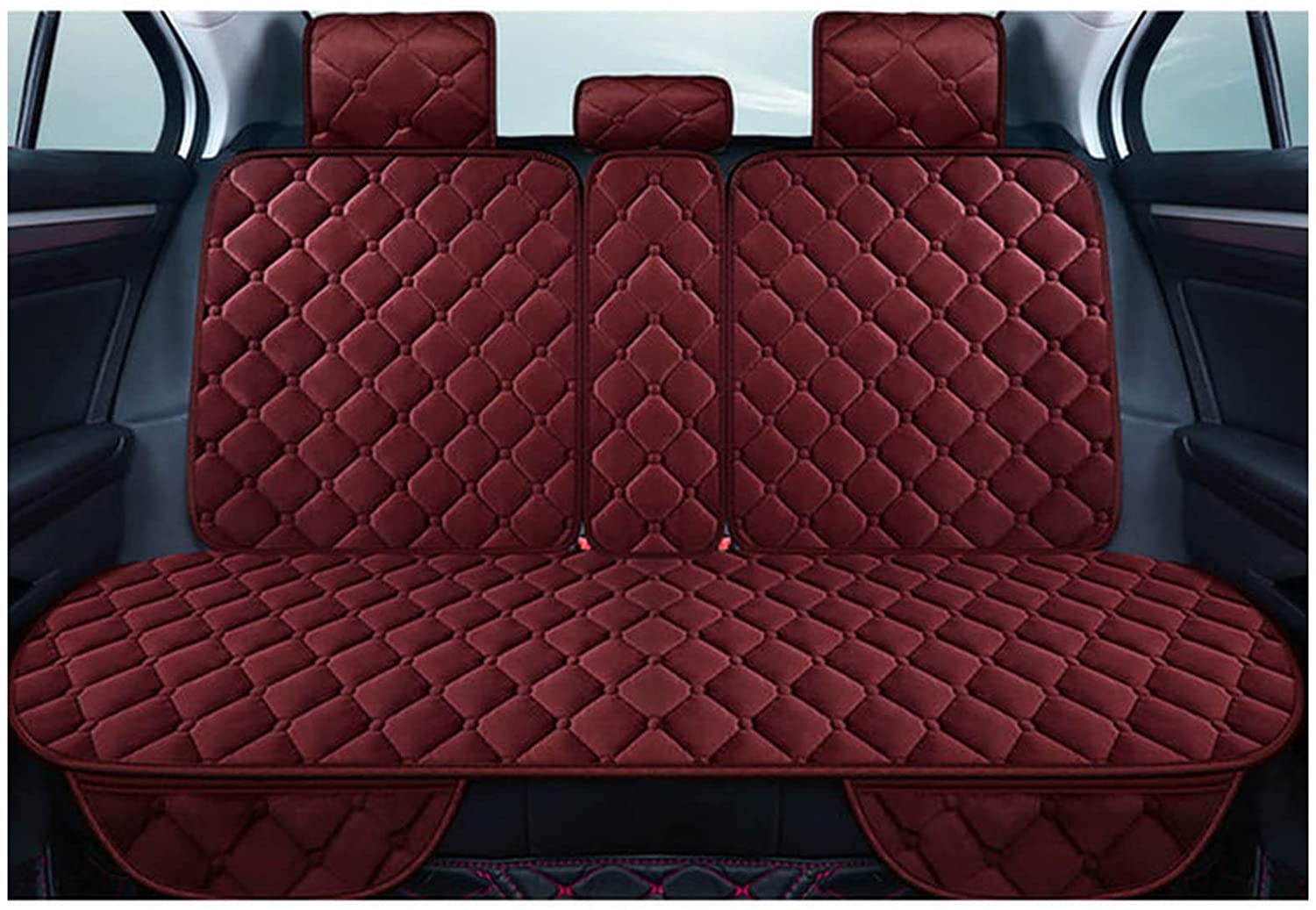 bamutech Sitzkissen Universal Plüsch Autositz Abdeckung Winter Warme Auto Rücken Rücksitz Kissenstuhl Pad Protector Auto Innenansicht Sitzkissen Stuhl (Size : Red)
