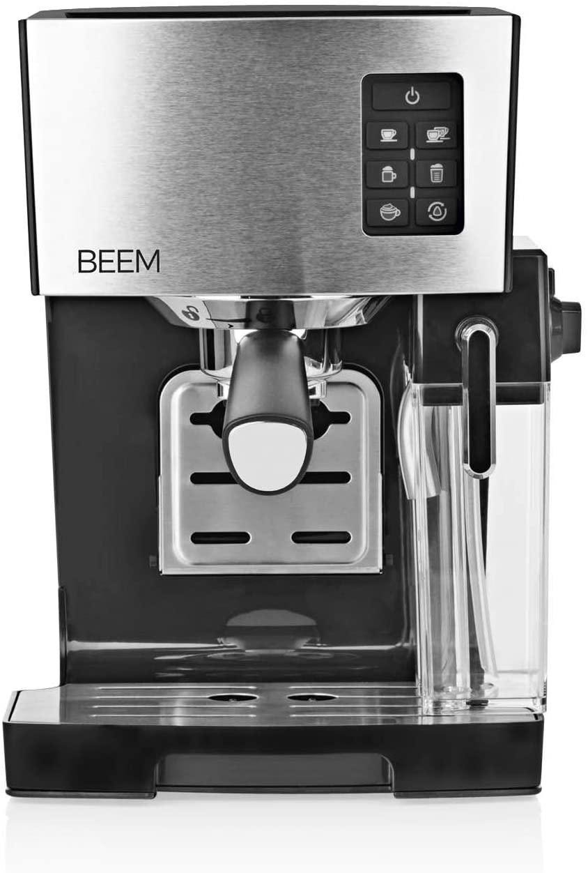 BEEM Classico espresso portafilter machine - 19 bar | Integrated milk tank and steam nozzle | Removable water tank 1,450 W | silver
