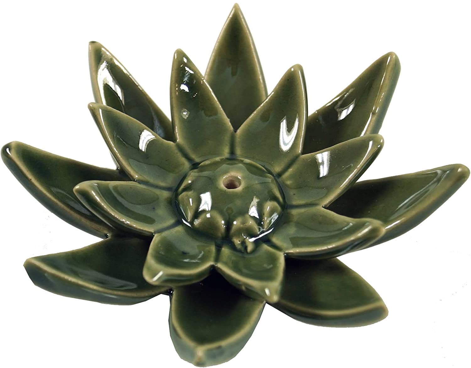 Ceramic Incense Holder Lotus Green / Incense Holder