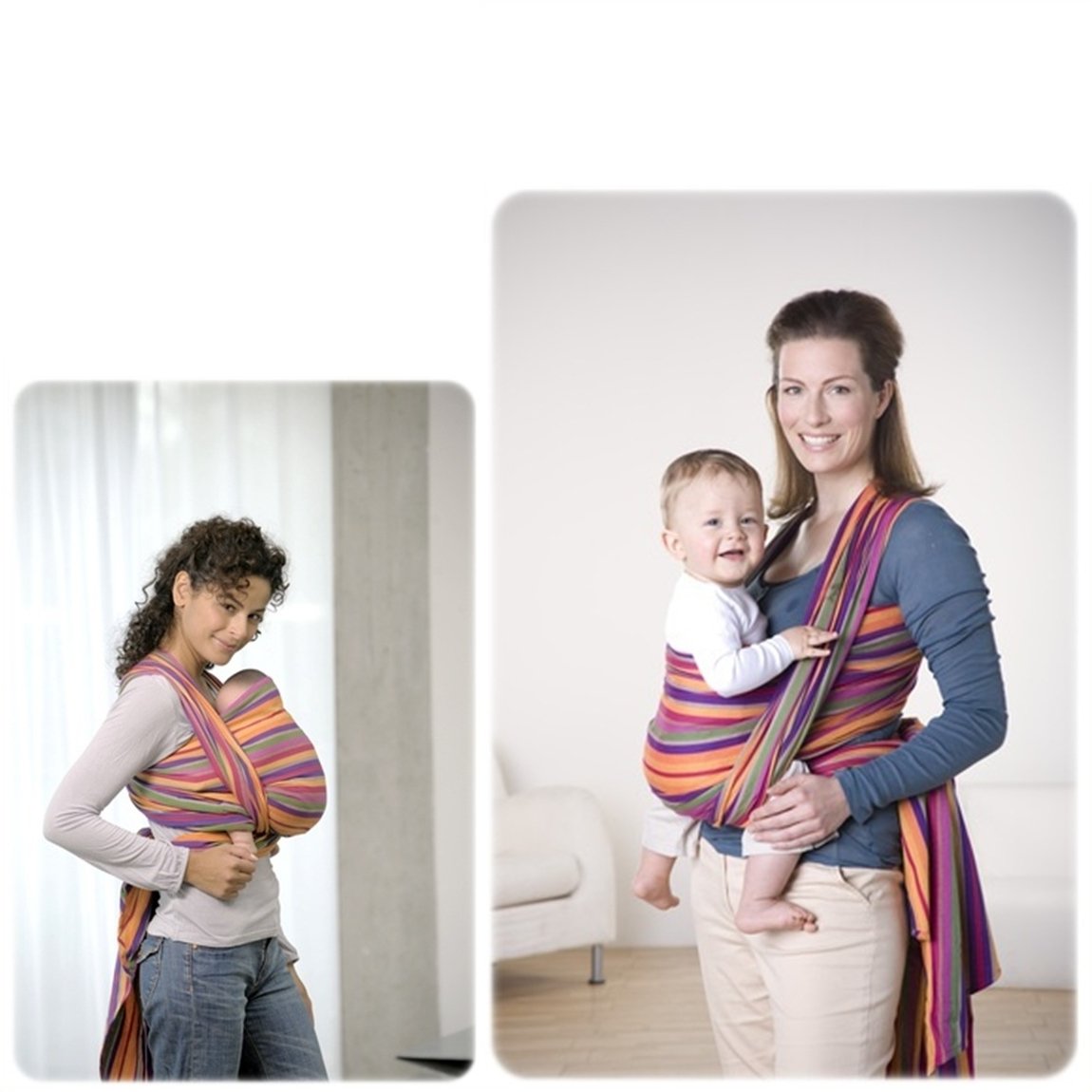 AMAZONAS Carry Sling Lollipop Baby Sling - Test Winner at Stiftung Warentest with Top Mark 1.7-510 cm 0-3 Years up to 15 kg in Colourful Stripes