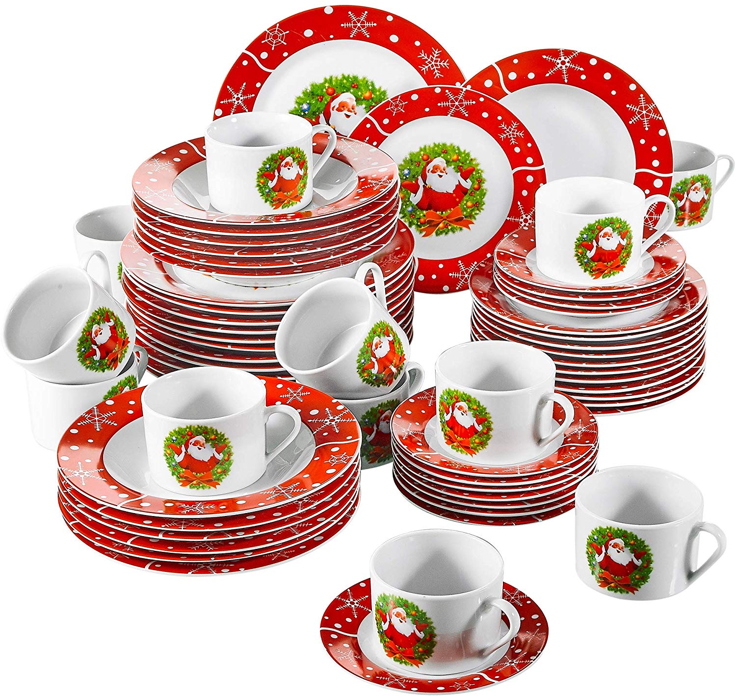 Veweet Series, 60 Piece Table Service For 12 People Porcelain Santa Claus G