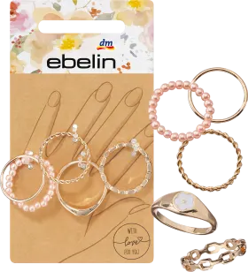 ebelin rings gold look, 5 pcs