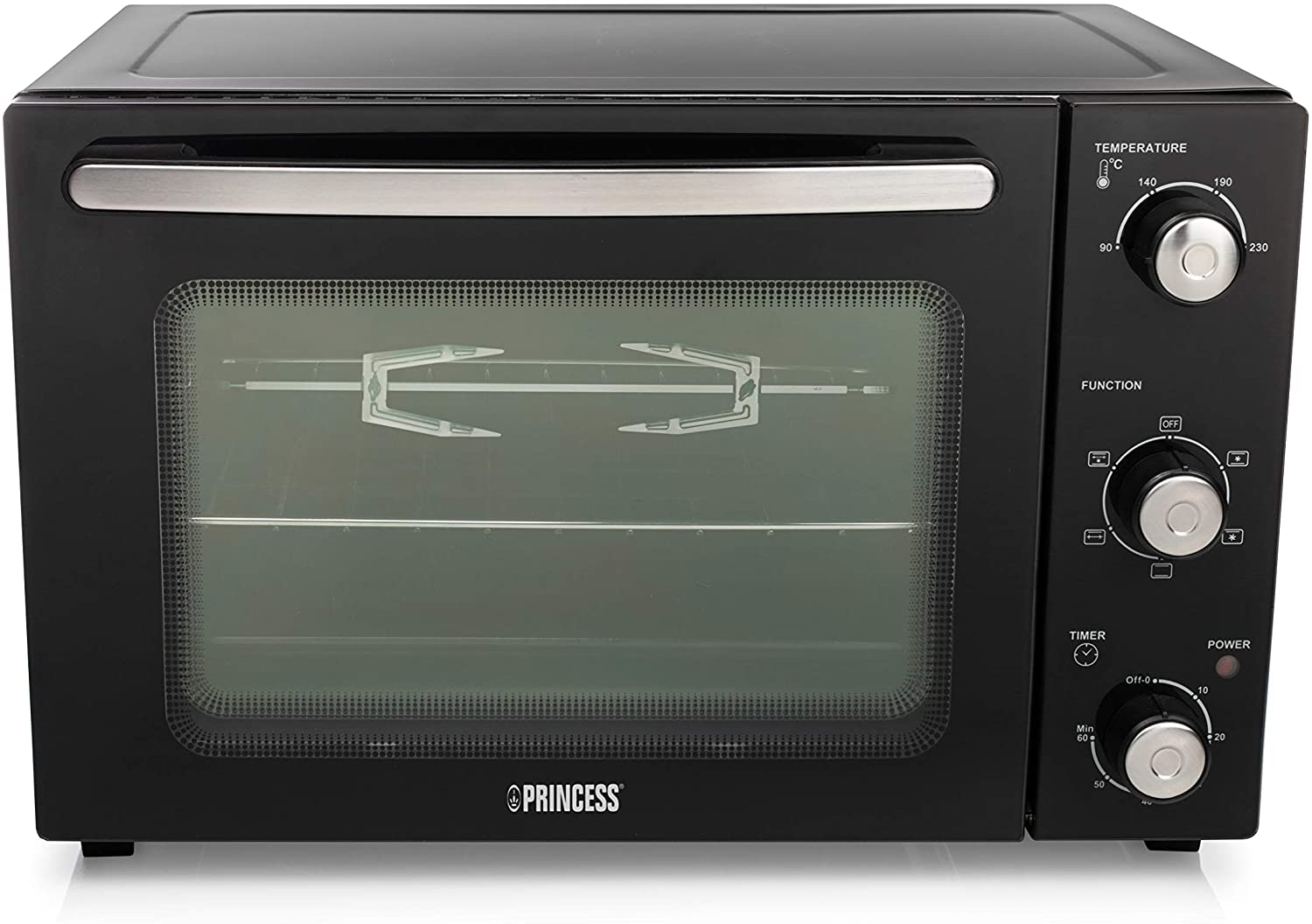 Princess 01.112751.01.001 DeLuxe 112751 Convection Oven - 32 Litre Capacity Interior Walls with Self-Cleaning Coating Black and Silver