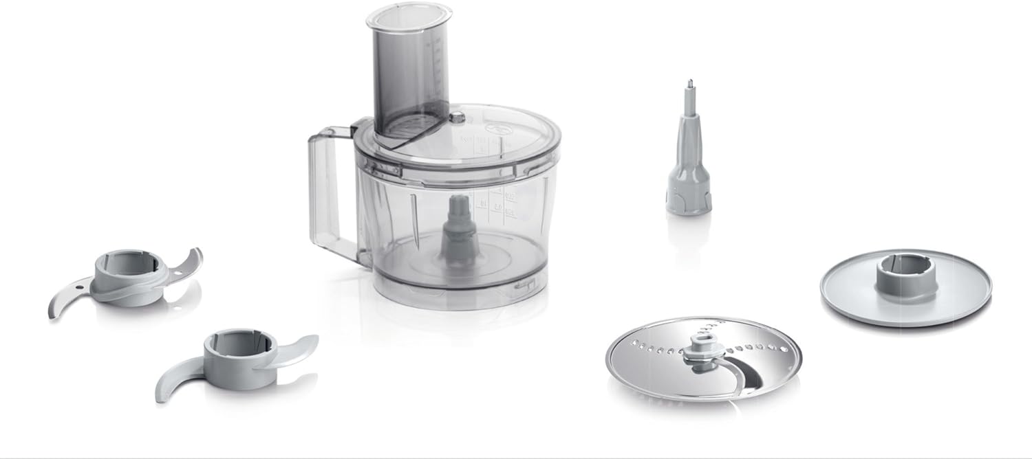 Bosch MultiTalent 3 MCM3200W Compact Food Processor, 30 Functions, 2.3 L Mixing Bowl, 1.0 L Mixer, Utility Knife, Cutting and Rasping (Fine, Coarse), Percussion Disc (Cream, Egg White), 800 W, White