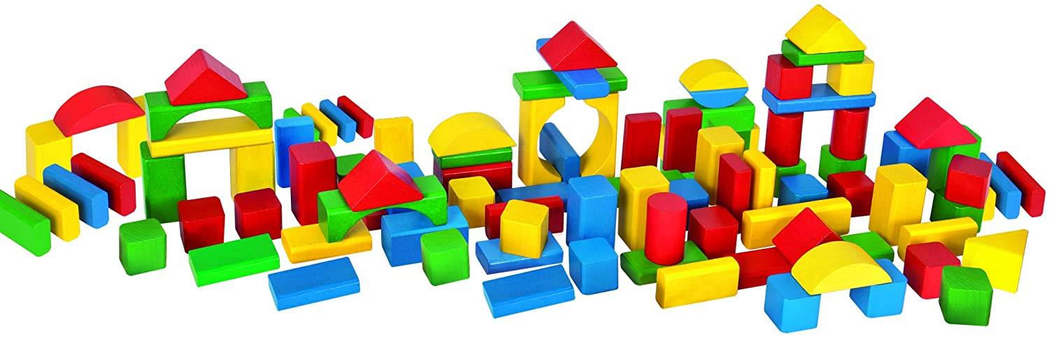 Eichhorn 100 Colourful Wooden Blocks In Storage Box And Sorting Lid, Fsc 10