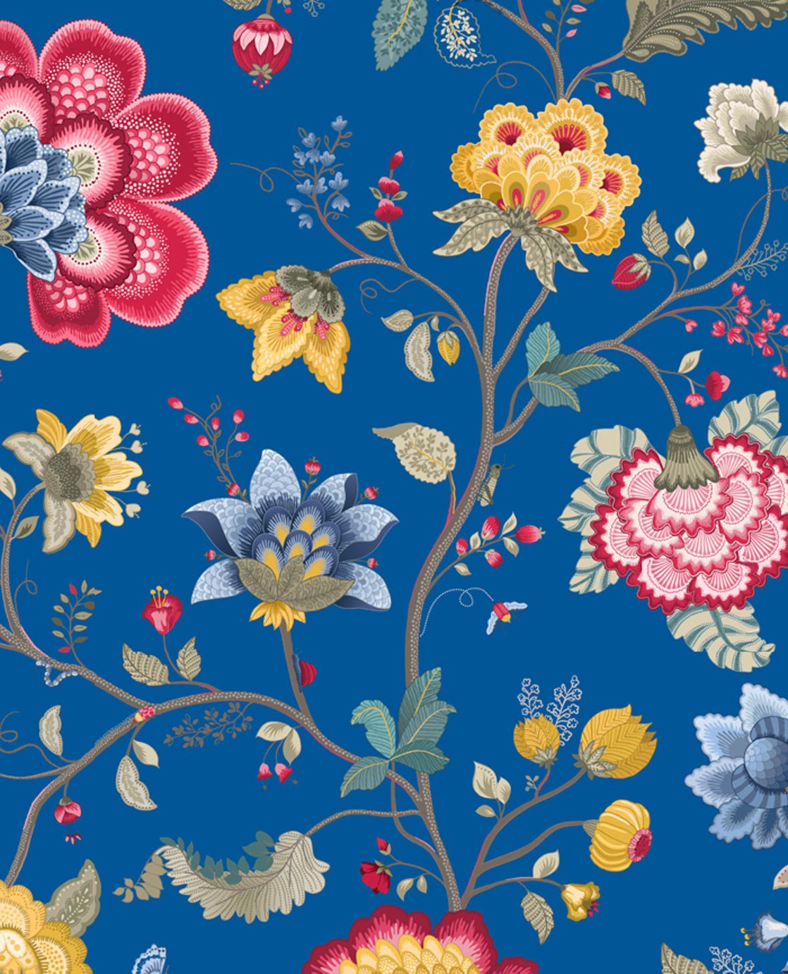 Eijf Finger Pip Wallpaper 341034 Wallpaper Non-Woven Floral Blue Flower Pat