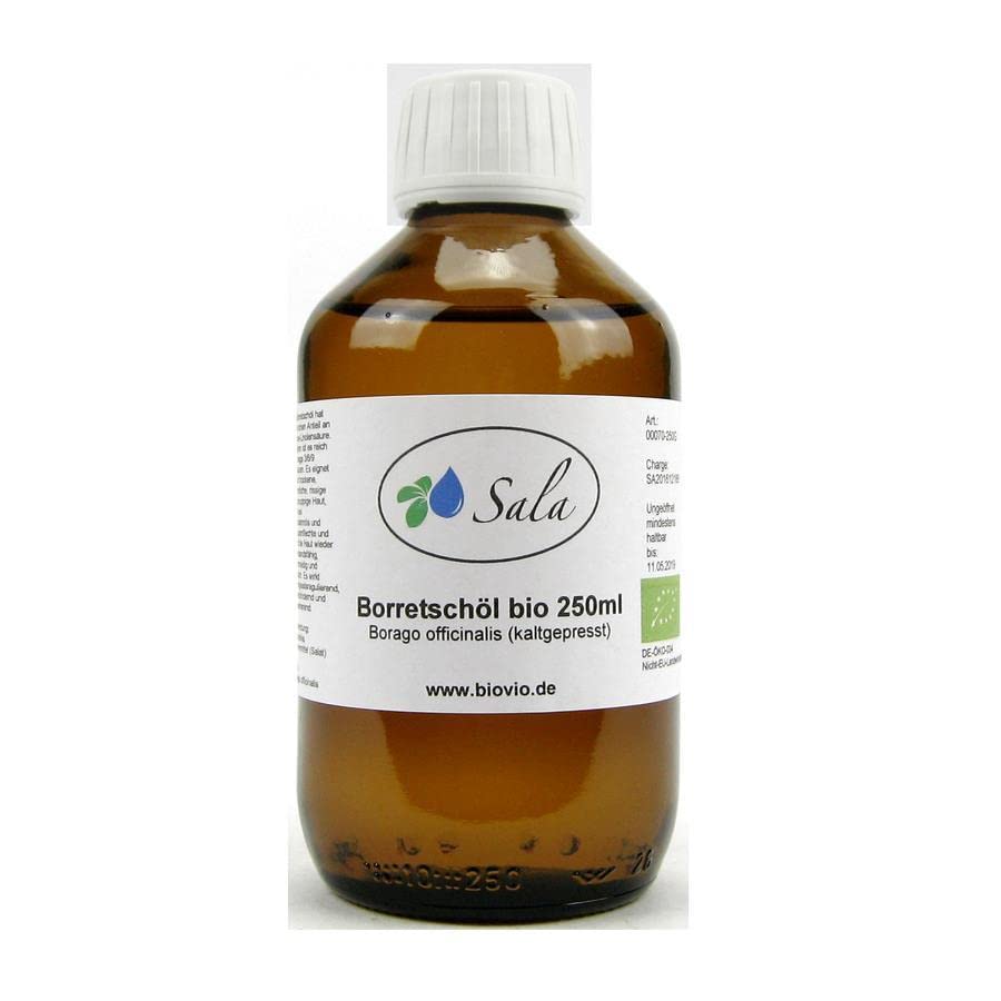 Sala Borage Oil Cold Pressed Native Organic 250 ml Glass Bottle