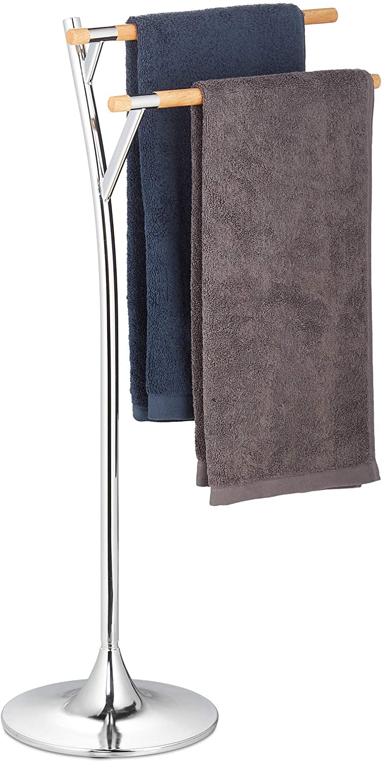 Relaxdays 10027943 Towel Holder Silver