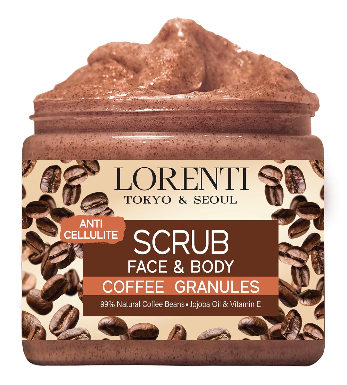 LORENTI TOKYO & SEOUL Face & Body Scrub 500 ml Coffee Granules | Exfoliating Face | Exfoliating Body | Face & Body & Spa | Skin Care | Refreshing Peeling for Men and Women | Body Scrub | Skin Care