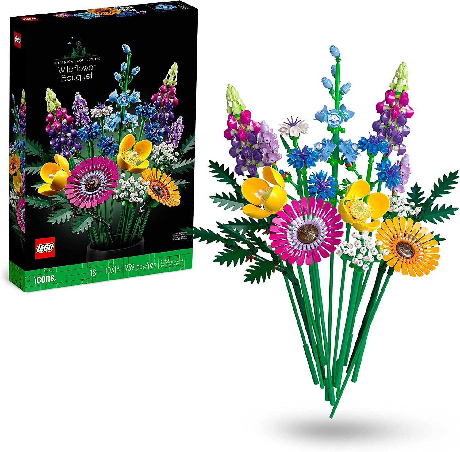 LEGO 10313 Icons Wild Flower Bouquet Set Artificial Flowers with Poppy and Lavender for Crafts for Adults Unique Gift Idea for Home Decor 2023 Botanical Collection