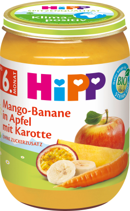 Fruits + vegetables Mango-banana in apple with carrot, from 6th month, 190 g