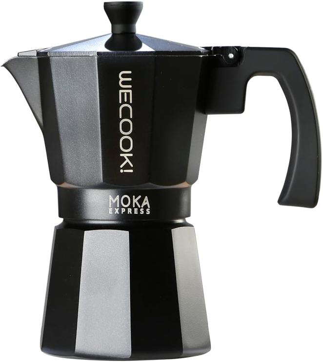 WECOOK! Bella Espresso Machine for Stovetop, Espresso Maker, Italian Coffee, Moka Jug, Coffee Maker, Aluminum, 6 Cups, Silicone Seal, Safety Valve, Vitro Ceramic, Gas