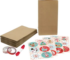 Dekorieren & Einrichten Advent calendar with paper bags, satin ribbon, stickers & washi tape, 1 piece