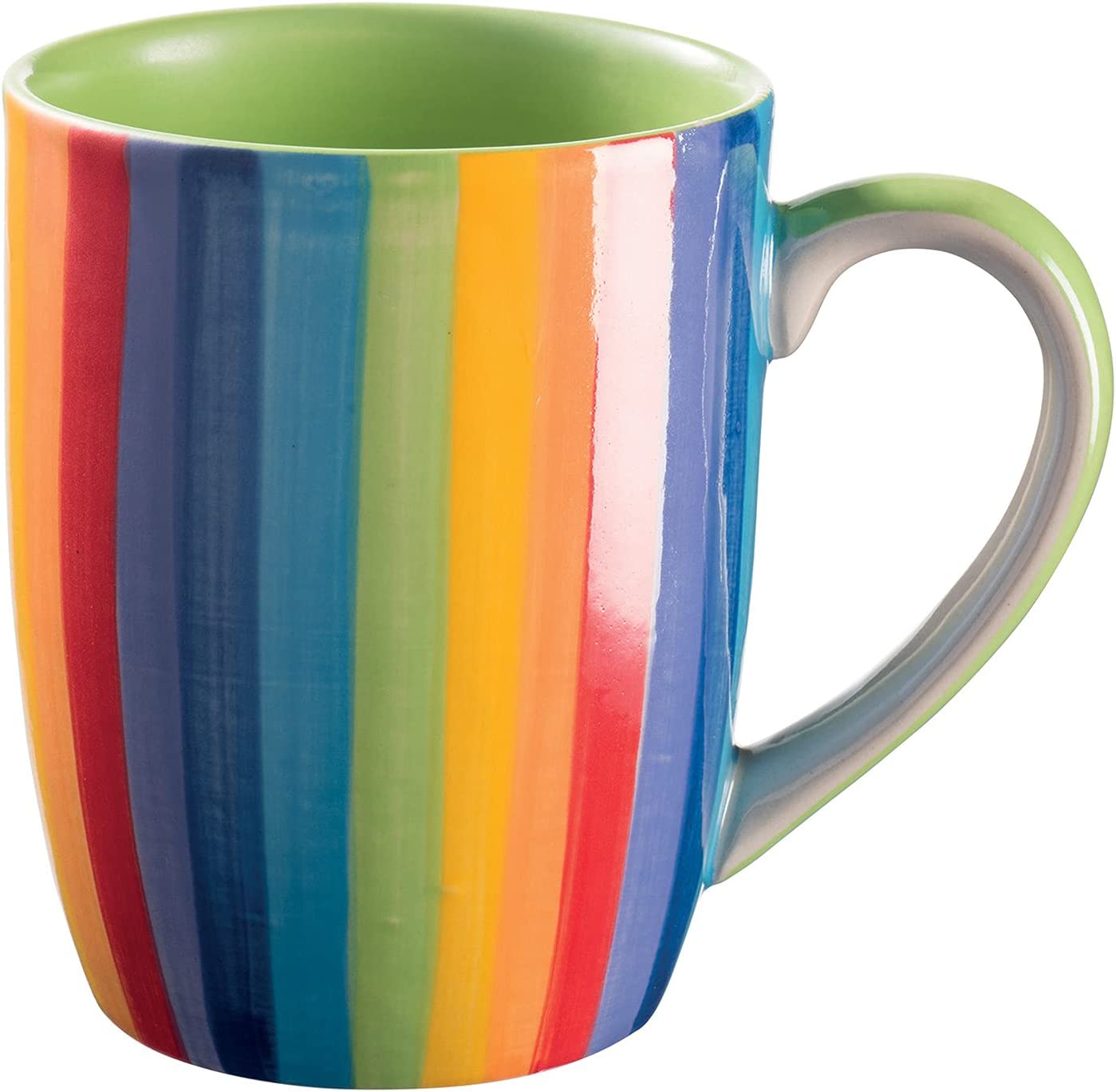 Purity Style Hand painted rainbow vertical stripe mug
