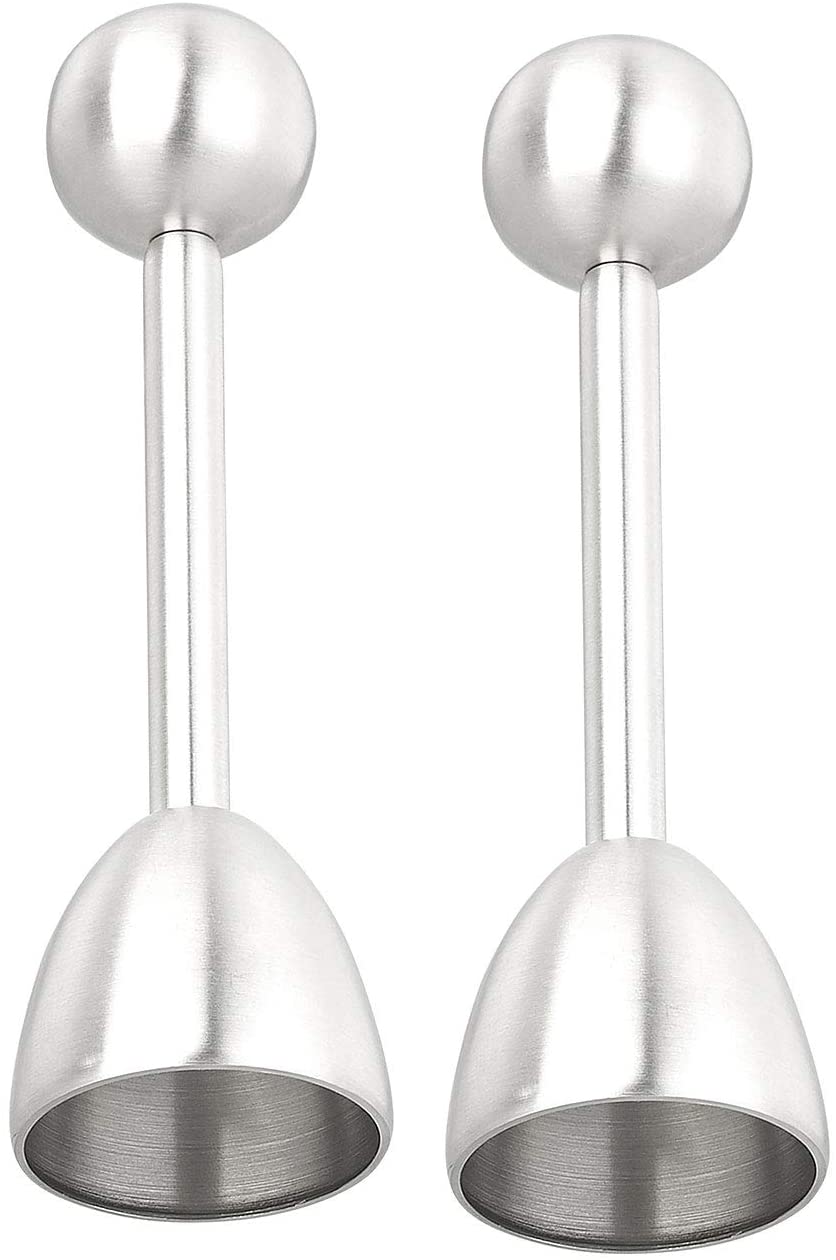 Rosenstein & Söhne Egg Opener with Bowl: Set of 2 Egg Toppers and Egg Opener Stainless Steel for Hard/Soft Eggs (Header)