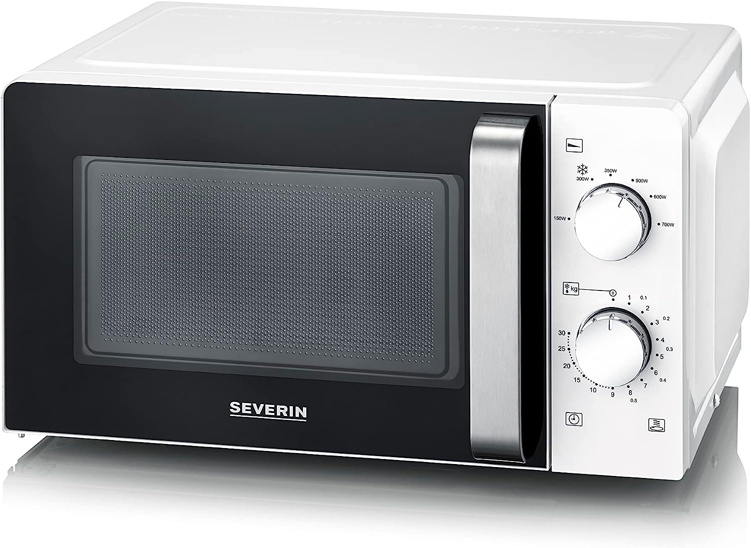 Severin Microwave for Defrosting and Heating, Analogue Microwave with Turntable for Even Heat Distribution, Microwave White MW 7885