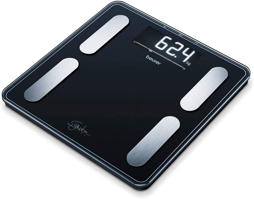 Beurer BF 400 Black Signature Line Diagnostic Scales, Precise Body Analysis for up to 10 People, with Extra Large Inverse LCD Display, Load Capacity up to 200 kg