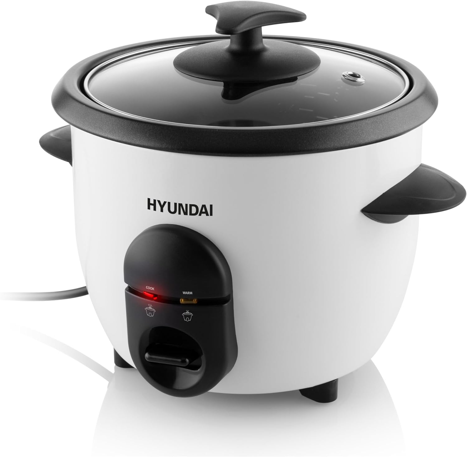 Hyundai RC060 Rice Cooker, 0.6 L for 450 G Rice, 335 W, Rice Warmer, Warming Function, non-stick Coated Garden Pot, Rice Spoon & Measuring Cup